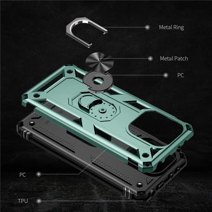 For Xiaomi Redmi Note 13 4G Case PC+TPU Shockproof Phone Cover with Kickstandish Green