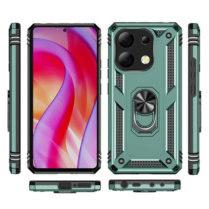 For Xiaomi Redmi Note 13 4G Case PC+TPU Shockproof Phone Cover with Kickstandish Green