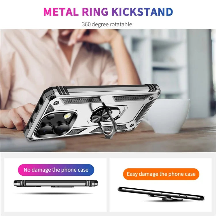 For Xiaomi Redmi Note 13 4G Case PC+TPU Shockproof Phone Cover with Kickstand