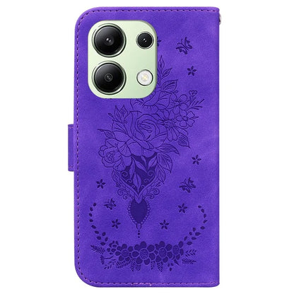 For Xiaomi Redmi Note 13 4G Leather Case Rose Butterfly Phone Cover with Wallet