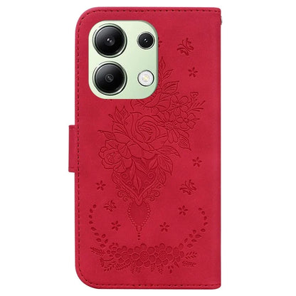 For Xiaomi Redmi Note 13 4G Leather Case Rose Butterfly Phone Cover with Wallet