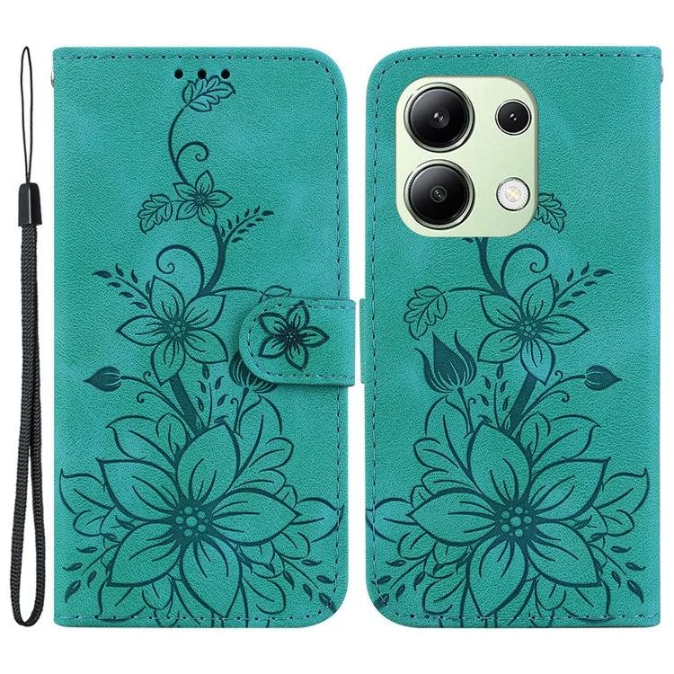 For Xiaomi Redmi Note 13 4G Leather Case Stand Phone Wallet Cover Flower Pattern