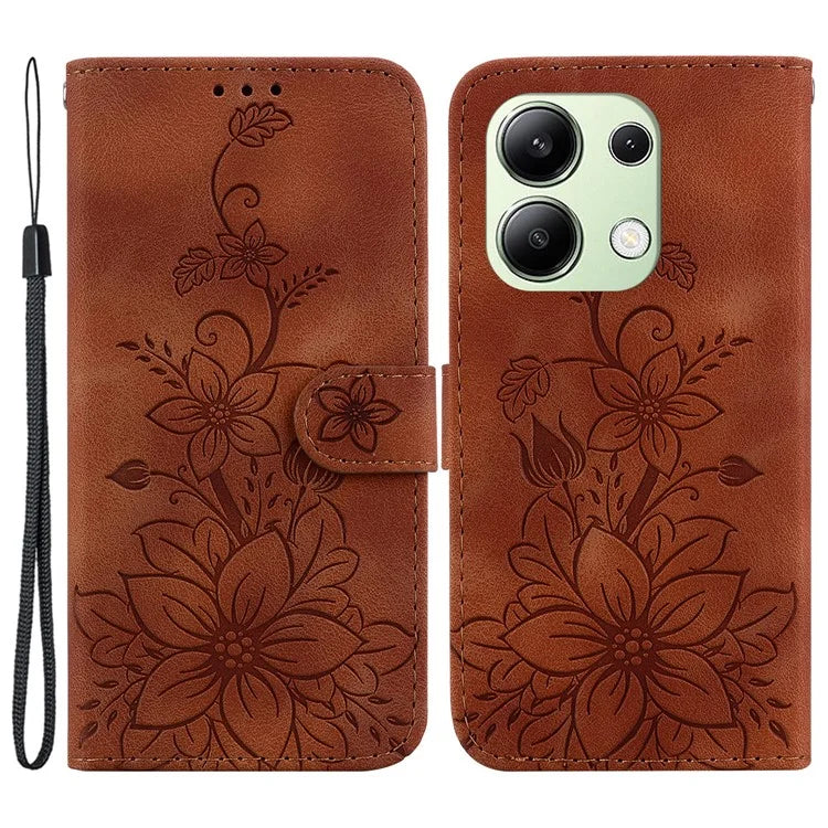 For Xiaomi Redmi Note 13 4G Leather Case Stand Phone Wallet Cover Flower Pattern