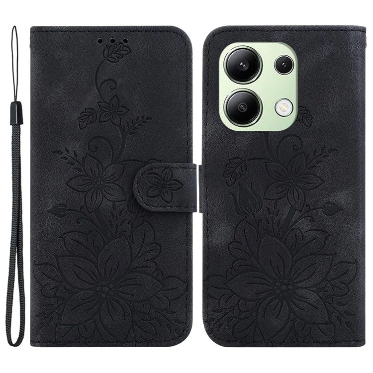 For Xiaomi Redmi Note 13 4G Leather Case Stand Phone Wallet Cover Flower Pattern