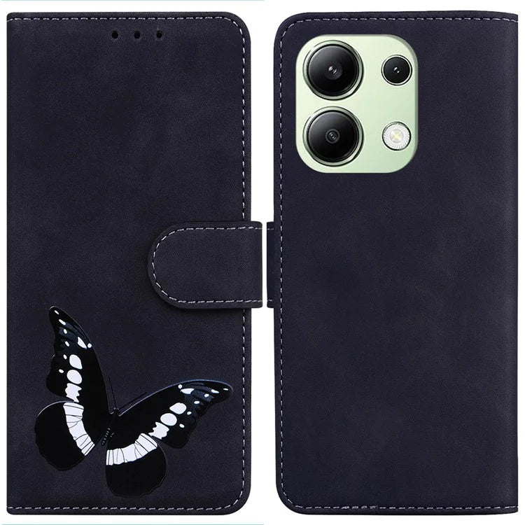 For Xiaomi Redmi Note 13 4G Leather Wallet Case Butterfly Printing Phone Cover