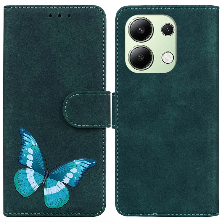 For Xiaomi Redmi Note 13 4G Leather Wallet Case Butterfly Printing Phone Cover