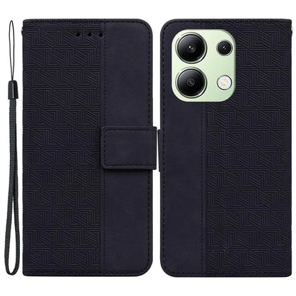 For Xiaomi Redmi Note 13 4G Case PU Leather Wallet Card Slots Geometry Imprinted Phone Cover
