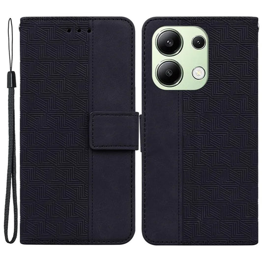 For Xiaomi Redmi Note 13 4G Case PU Leather Wallet Card Slots Geometry Imprinted Phone Cover