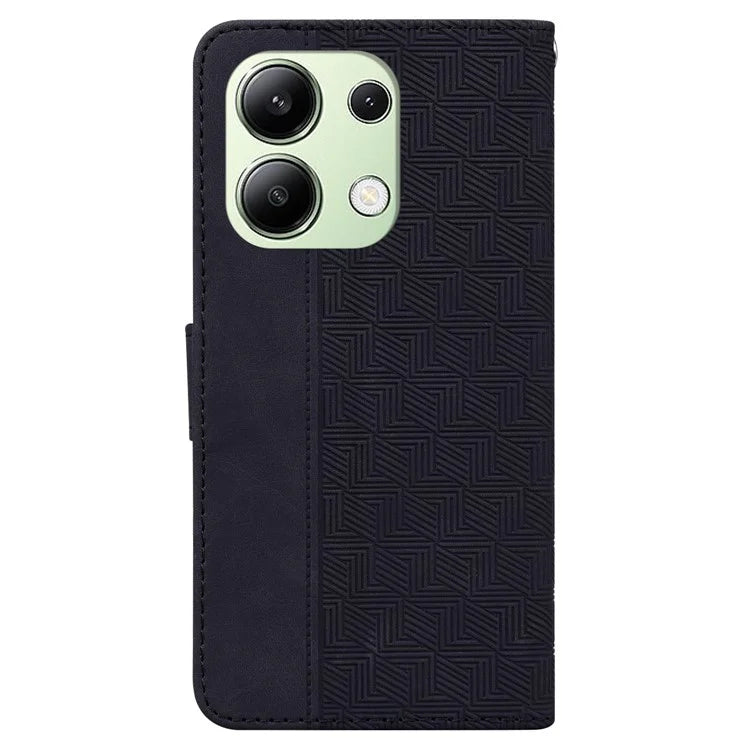 For Xiaomi Redmi Note 13 4G Case PU Leather Wallet Card Slots Geometry Imprinted Phone Cover