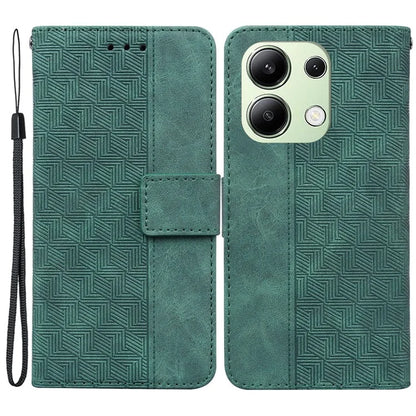 For Xiaomi Redmi Note 13 4G Case PU Leather Wallet Card Slots Geometry Imprinted Phone Cover