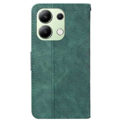 For Xiaomi Redmi Note 13 4G Case PU Leather Wallet Card Slots Geometry Imprinted Phone Cover