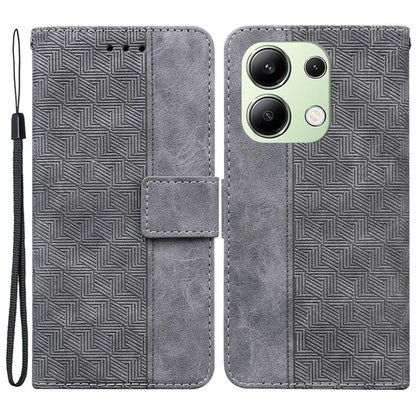 For Xiaomi Redmi Note 13 4G Case PU Leather Wallet Card Slots Geometry Imprinted Phone Cover
