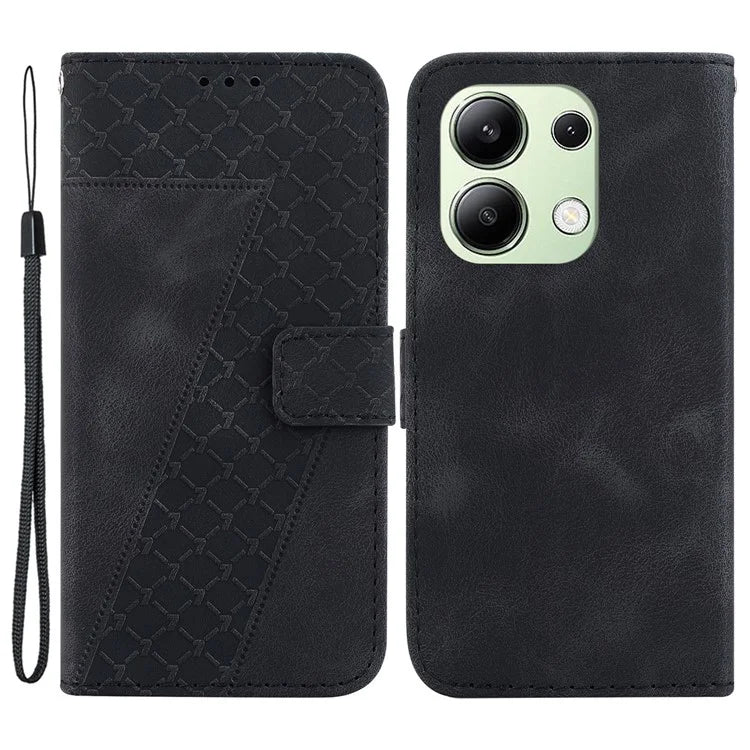 For Xiaomi Redmi Note 13 4G Leather Case Phone Wallet Cover 7-Shape Imprint