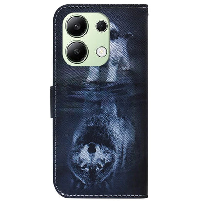For Xiaomi Redmi Note 13 4G Leather Case Stand Wallet Phone Cover Pattern Printing and Wolf