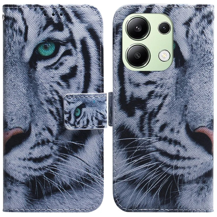 For Xiaomi Redmi Note 13 4G Leather Case Stand Wallet Phone Cover Pattern Printing