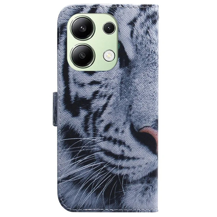 For Xiaomi Redmi Note 13 4G Leather Case Stand Wallet Phone Cover Pattern Printing