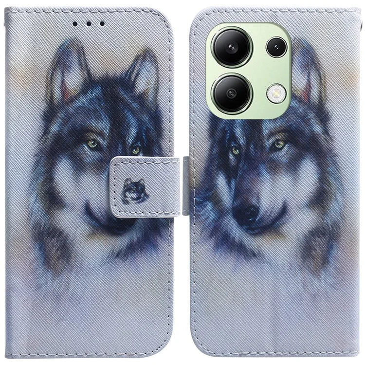 For Xiaomi Redmi Note 13 4G Leather Case Stand Wallet Phone Cover Pattern Printing