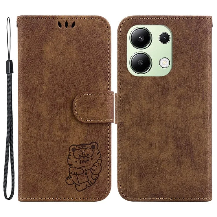 For Xiaomi Redmi Note 13 4G Case Cute Tiger Imprinted Leather Phone Cover