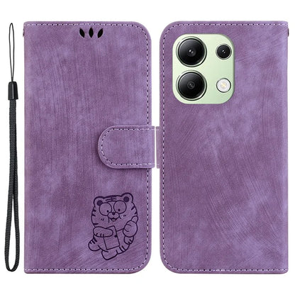 For Xiaomi Redmi Note 13 4G Case Cute Tiger Imprinted Leather Phone Cover