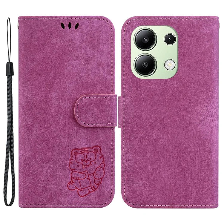 For Xiaomi Redmi Note 13 4G Case Cute Tiger Imprinted Leather Phone Cover
