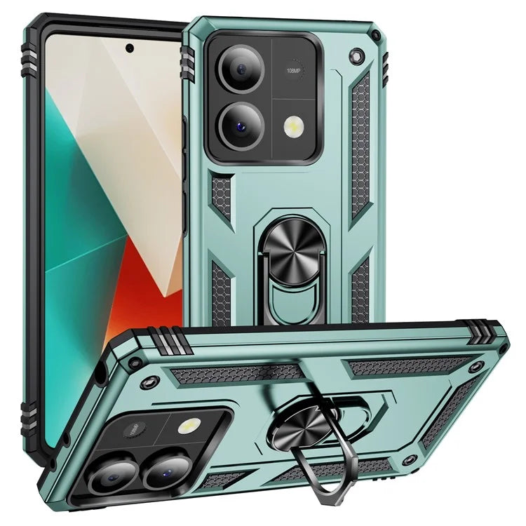 For Xiaomi Redmi Note 13 5G (Global) Kickstand Case Shockproof PC+TPU Phone Coverish Green