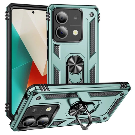 For Xiaomi Redmi Note 13 5G (Global) Kickstand Case Shockproof PC+TPU Phone Coverish Green