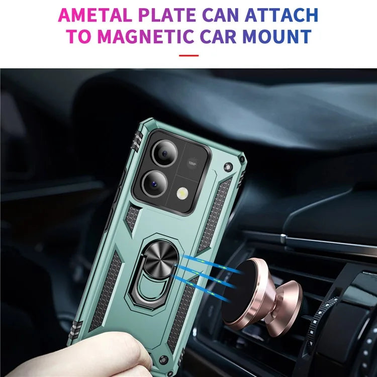 For Xiaomi Redmi Note 13 5G (Global) Kickstand Case Shockproof PC+TPU Phone Coverish Green