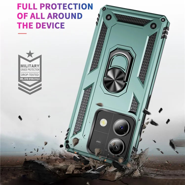 For Xiaomi Redmi Note 13 5G (Global) Kickstand Case Shockproof PC+TPU Phone Coverish Green