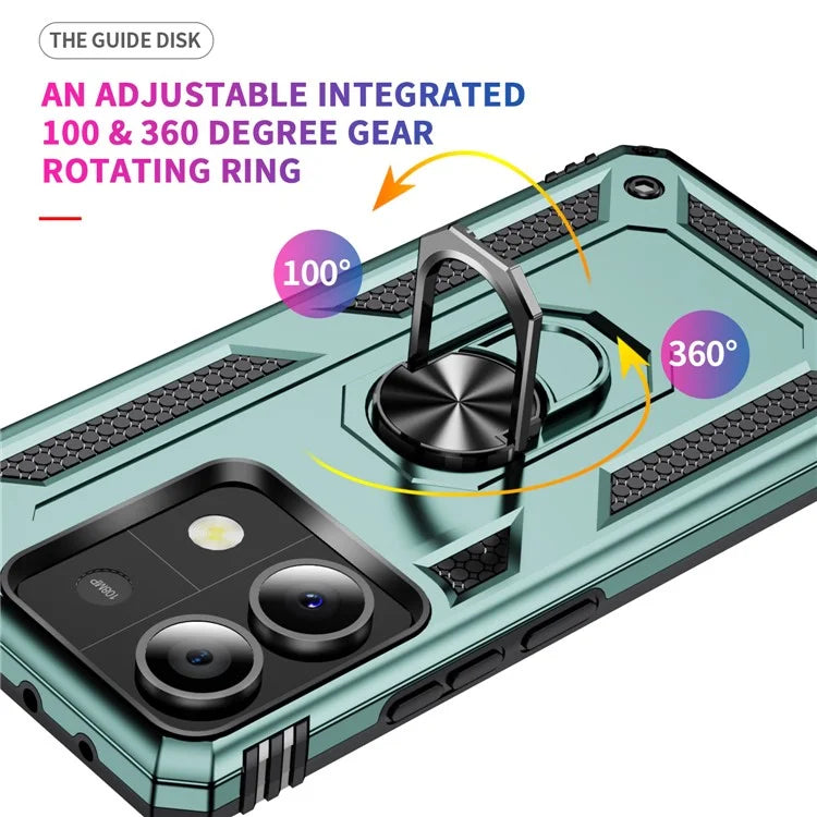 For Xiaomi Redmi Note 13 5G (Global) Kickstand Case Shockproof PC+TPU Phone Coverish Green