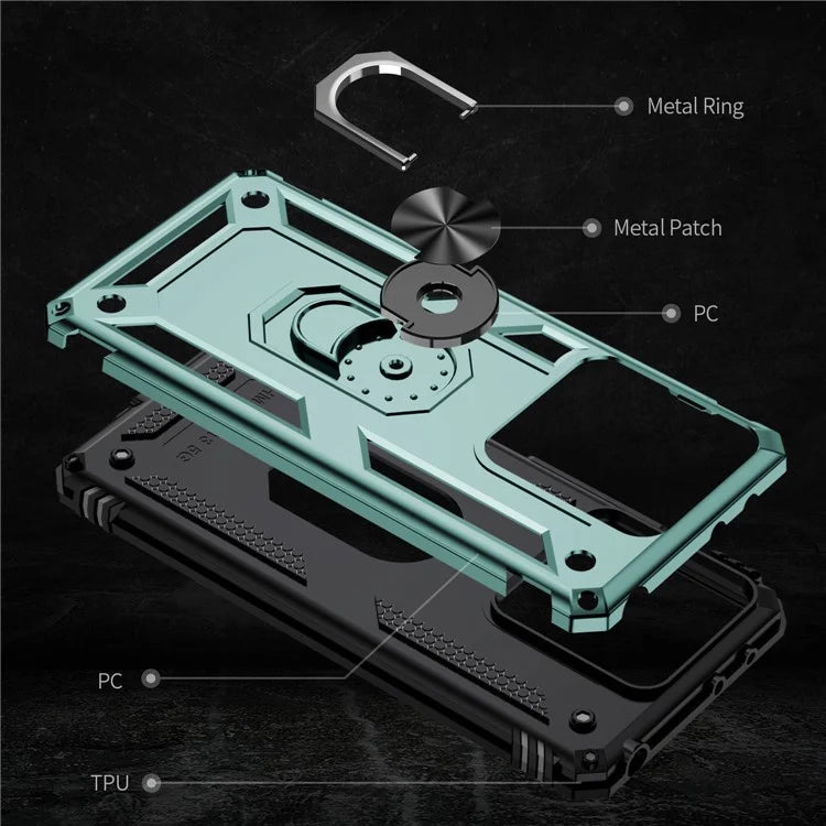 For Xiaomi Redmi Note 13 5G (Global) Kickstand Case Shockproof PC+TPU Phone Coverish Green