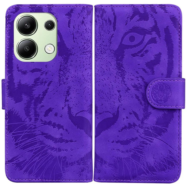 For Xiaomi Redmi Note 13 4G Wallet Case Tiger Pattern PU Leather Phone Cover