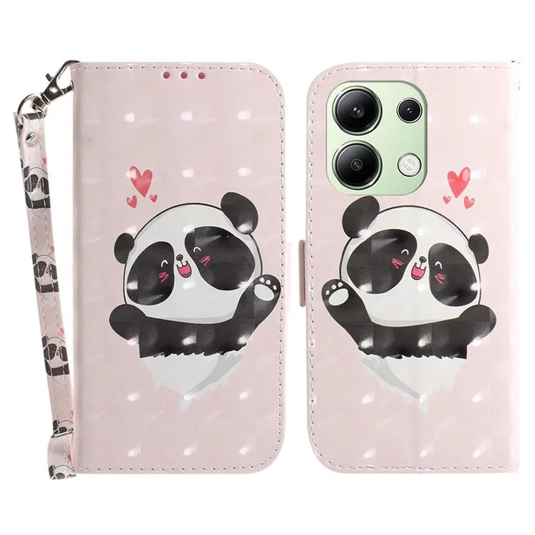 For Xiaomi Redmi Note 13 4G Case with Hand Strap Pattern Printing Leather Phone Cover