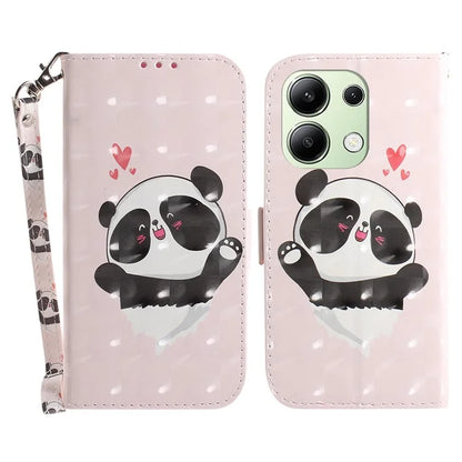 For Xiaomi Redmi Note 13 4G Case with Hand Strap Pattern Printing Leather Phone Cover
