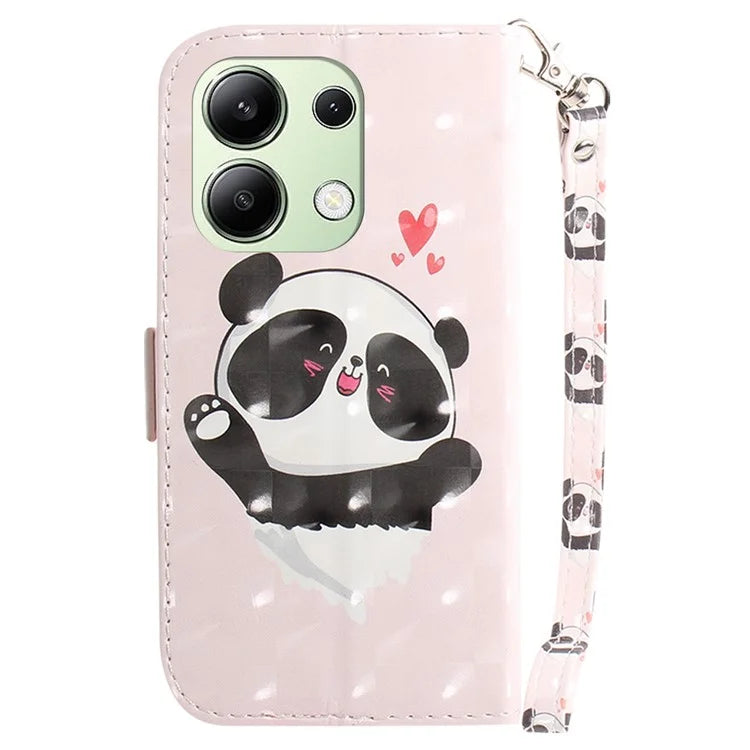 For Xiaomi Redmi Note 13 4G Case with Hand Strap Pattern Printing Leather Phone Cover