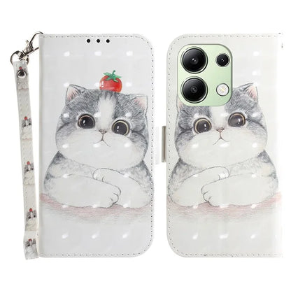 For Xiaomi Redmi Note 13 4G Case with Hand Strap Pattern Printing Leather Phone Cover
