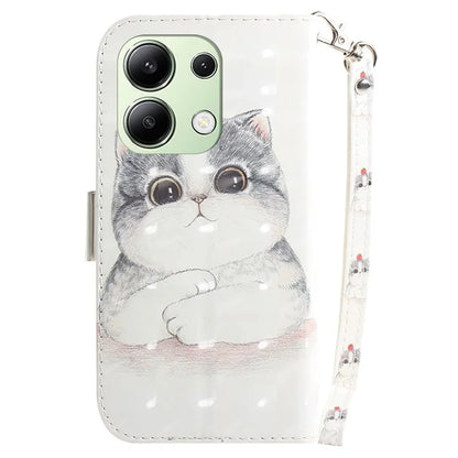 For Xiaomi Redmi Note 13 4G Case with Hand Strap Pattern Printing Leather Phone Cover