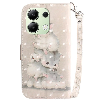 For Xiaomi Redmi Note 13 4G Case with Hand Strap Pattern Printing Leather Phone Cover