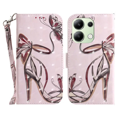 For Xiaomi Redmi Note 13 4G Case with Hand Strap Pattern Printing Leather Phone Cover