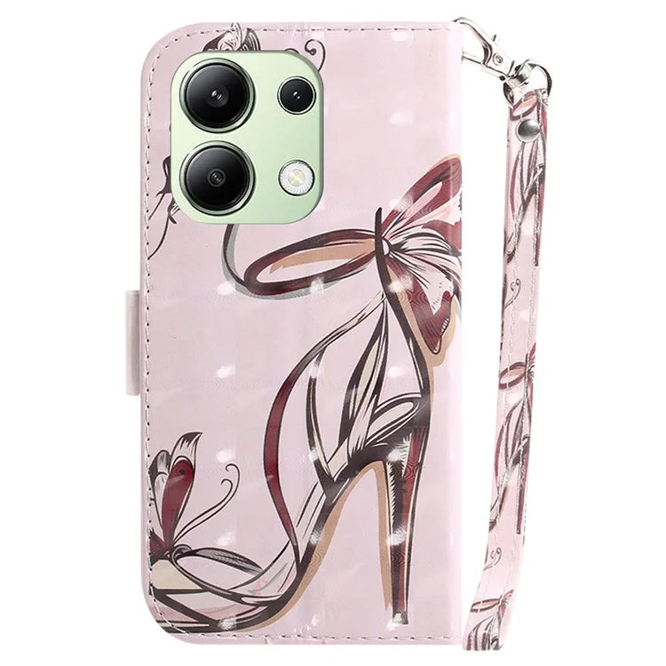 For Xiaomi Redmi Note 13 4G Case with Hand Strap Pattern Printing Leather Phone Cover