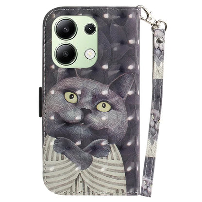 For Xiaomi Redmi Note 13 4G Case with Hand Strap Pattern Printing Leather Phone Cover