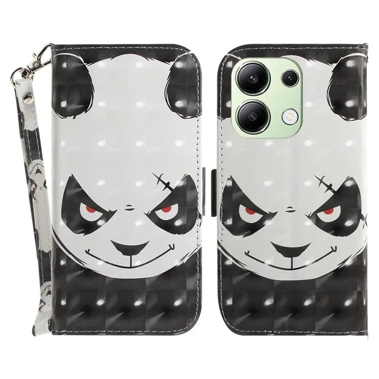 For Xiaomi Redmi Note 13 4G Case with Hand Strap Pattern Printing Leather Phone Cover