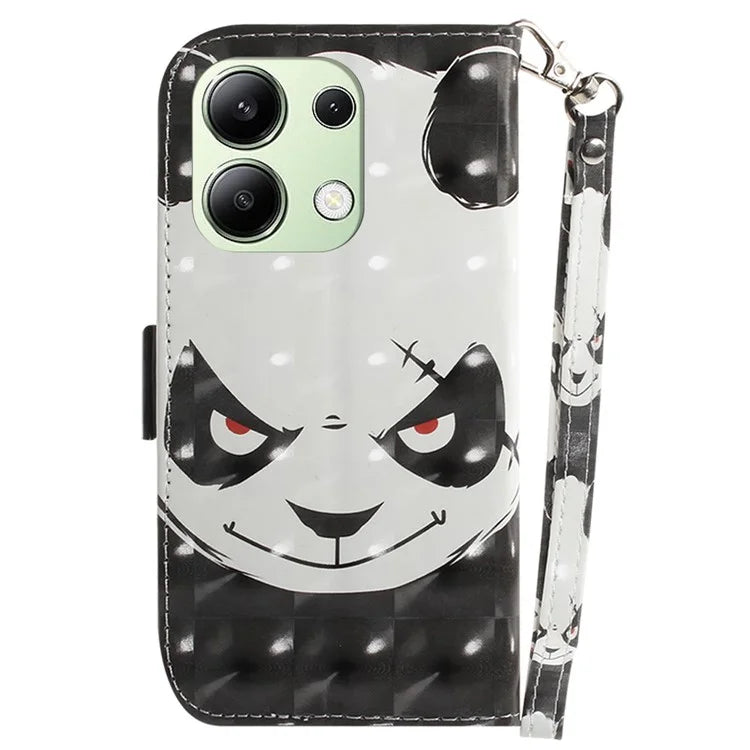 For Xiaomi Redmi Note 13 4G Case with Hand Strap Pattern Printing Leather Phone Cover
