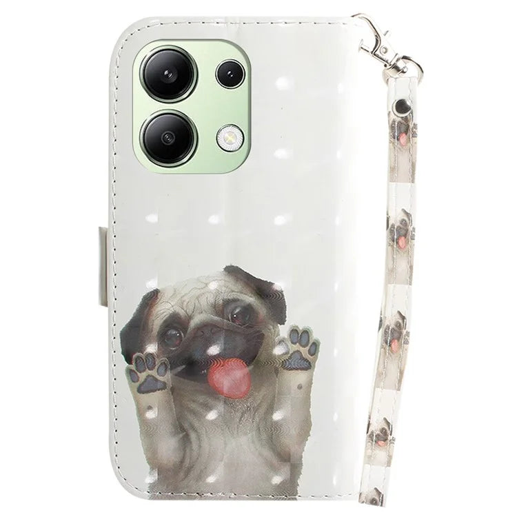 For Xiaomi Redmi Note 13 4G Case with Hand Strap Pattern Printing Leather Phone Cover