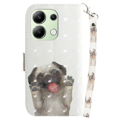 For Xiaomi Redmi Note 13 4G Case with Hand Strap Pattern Printing Leather Phone Cover