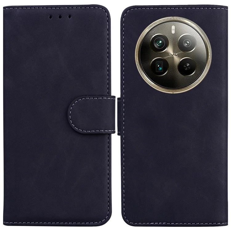 For Realme 12 Pro 5G / 12 Pro+ 5G Case Stand Solid Color Leather Flip Phone Cover