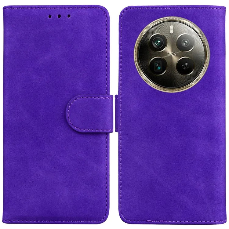 For Realme 12 Pro 5G / 12 Pro+ 5G Case Stand Solid Color Leather Flip Phone Cover