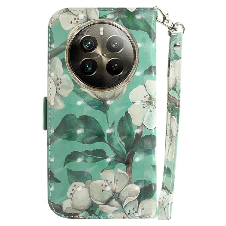 For Realme 12 Pro 5G / 12 Pro+ 5G Wallet Case Pattern Printed Leather Cover with Strap
