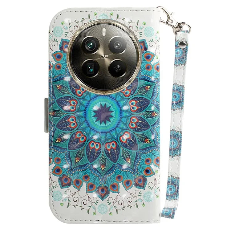 For Realme 12 Pro 5G / 12 Pro+ 5G Wallet Case Pattern Printed Leather Cover with Strap