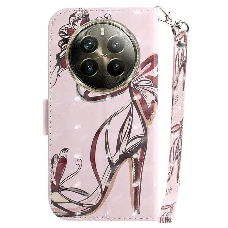 For Realme 12 Pro 5G / 12 Pro+ 5G Wallet Case Pattern Printed Leather Cover with Strap