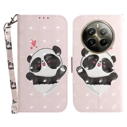 For Realme 12 Pro 5G / 12 Pro+ 5G Wallet Case Pattern Printed Leather Cover with Strap